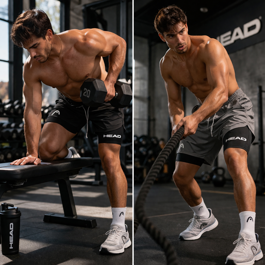 Pantalones Cortos Deportivos 2 en 1 para Hombre | Shorts Gym con Compresión y Secado Rápido